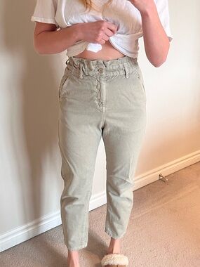 Zara Olive Green Paperbag Waist Pants